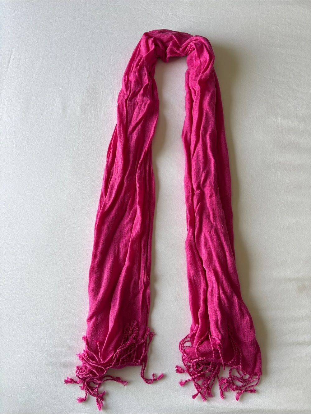 Classic Women's Bright Pink Fringe Scarf